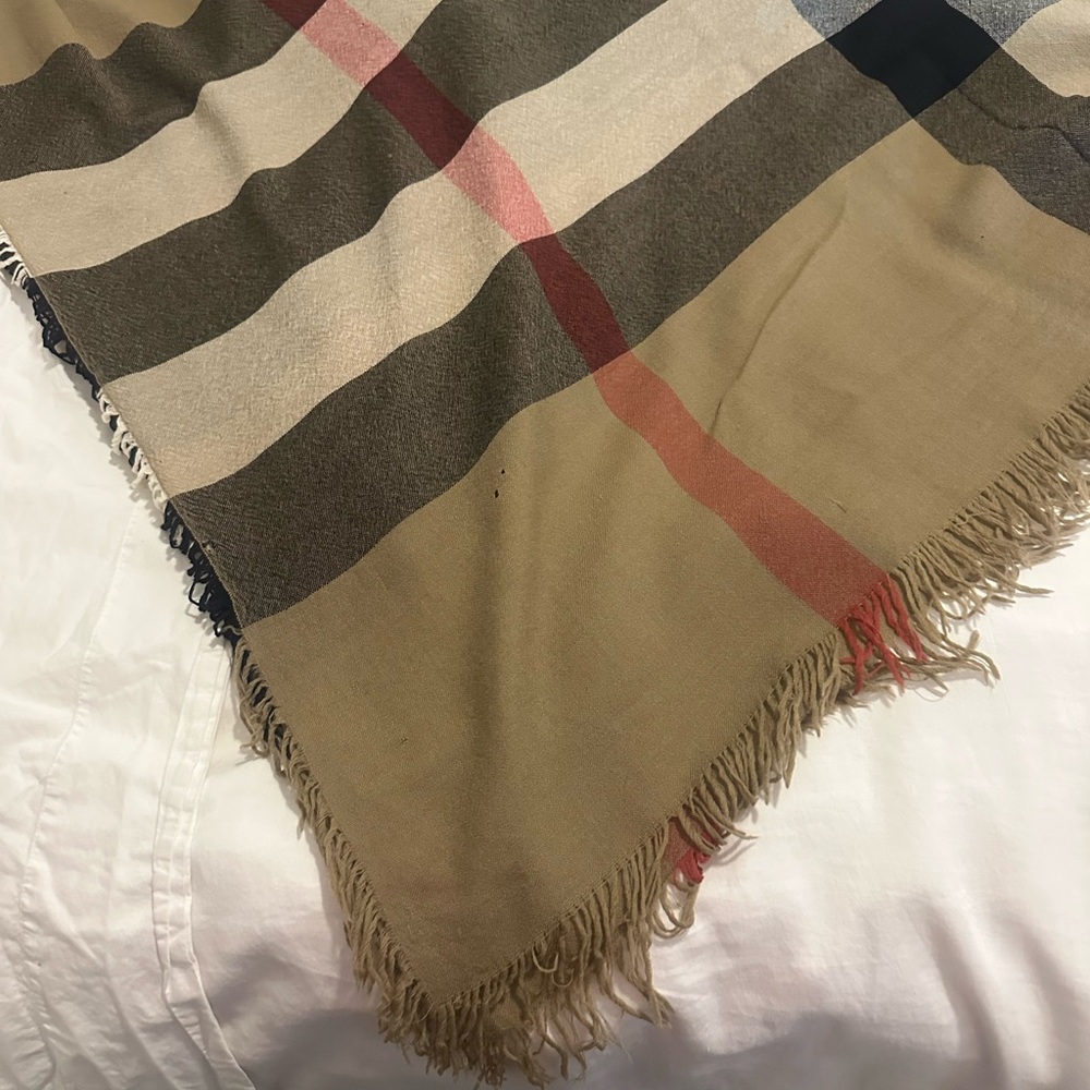 Burberry Merino Classic Check Scarf in Tan, Black, and Red - Picture 4 of 7